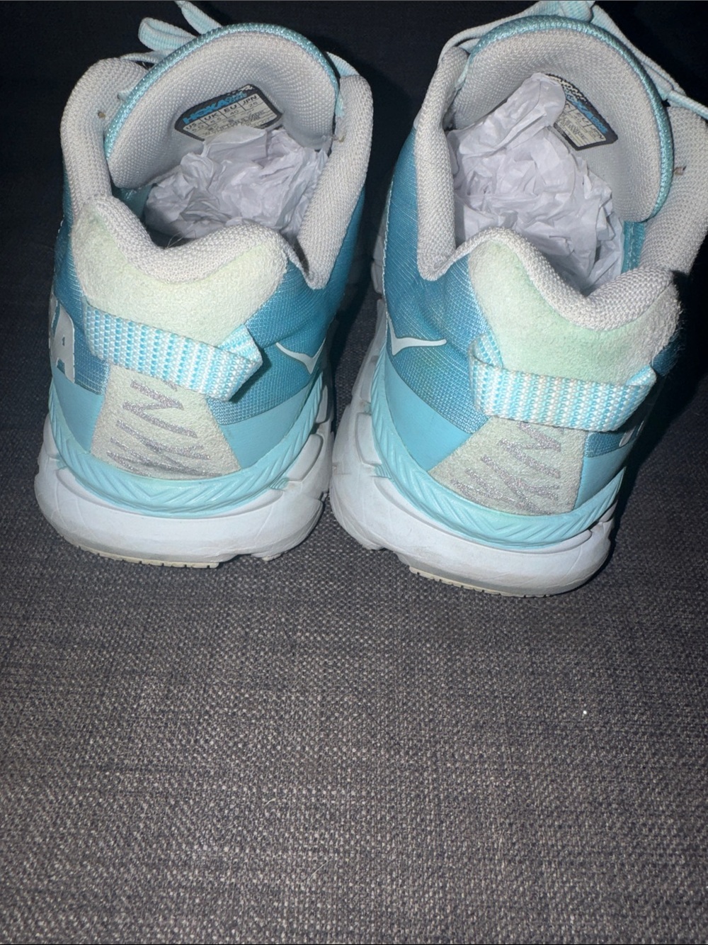 Hoka One One Women's Seafoam and White Athletic Running Shoes - Picture 2 of 4